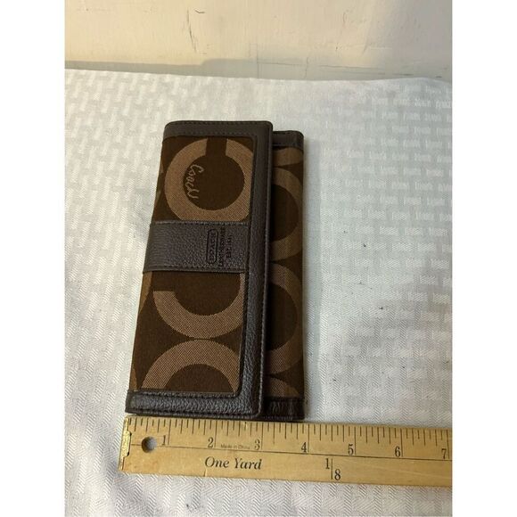 Coach wallet (snap missing) faux leather trifold brown signature 7.5"x4" - Picture 9 of 9